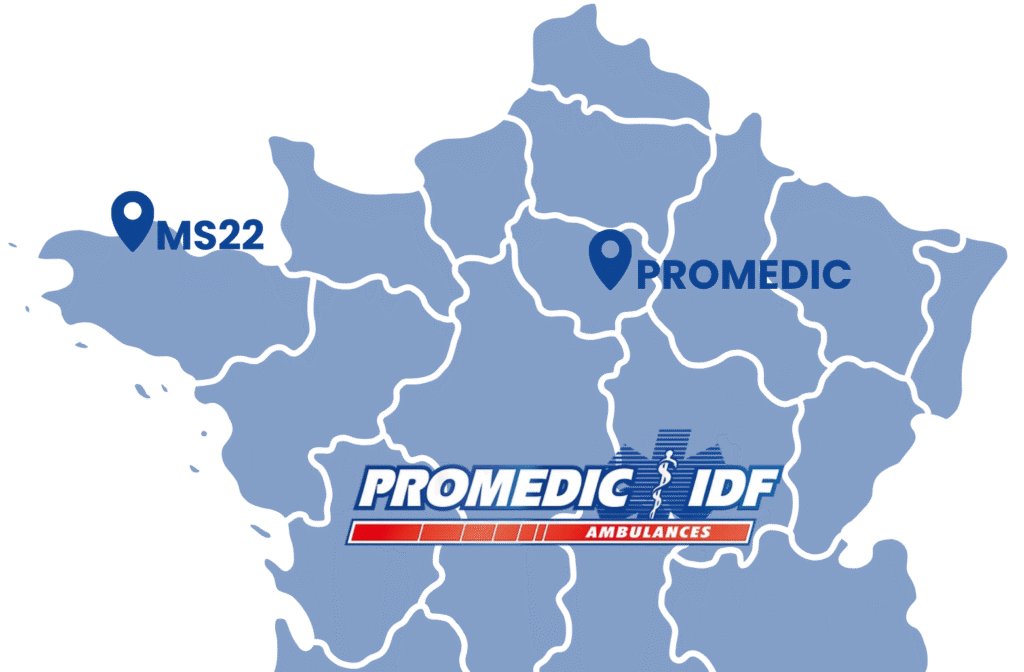 Carte des secteurs couverts par Ambulances Promédic et MS22 Bretagne - Promedic
